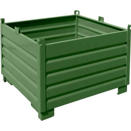 Bauer Sammelbehälter-System SBS 1000, L 1200 x B 1200 x H 850 mm, bis zu 3-fach stapelbar, lackiert, mit Transportwagen, resedagrün RAL 6011