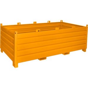 Bauer Sammelbehälter-System SBS 2000, L 1200 x B 2400 x H 850 mm, bis zu 3-fach stapelbar, lackiert, mit Transportwagen, gelborange RAL 2000 Bauer Sammelbehälter-System SBS 2000, L 1200 x B 2400 x H 850 mm, bis zu 3-fach stapelbar, lackiert, mit Transportwagen, gelborange RAL 2000