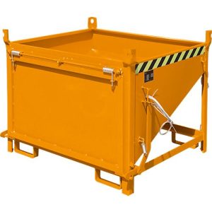 Bauer Silobehälter SGK 50, Zugseil-Entleerung, L 1000 x B 1200 x H 935 mm, 0,5 m³, bis 750 kg, Stahlblech, Gelborange Bauer Silobehälter SGK 50, Zugseil-Entleerung, L 1000 x B 1200 x H 935 mm, 0,5 m³, bis 750 kg, Stahlblech, Gelborange