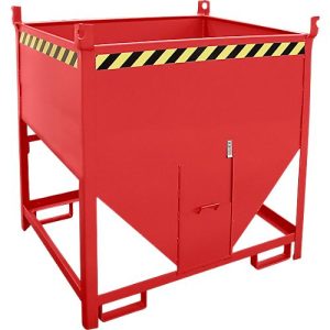 Bauer Silobehälter SGS 75, mit Schieberverschluss, L 1000 x B 1200 x H 1260 mm, 0,75 m³, bis 1000 kg, Stahl, Feuerrot Bauer Silobehälter SGS 75, mit Schieberverschluss, L 1000 x B 1200 x H 1260 mm, 0,75 m³, bis 1000 kg, Stahl, Feuerrot