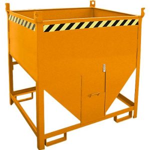 Bauer Silobehälter SGS 75, mit Schieberverschluss, L 1000 x B 1200 x H 1260 mm, 0,75 m³, bis 1000 kg, Stahl, Gelborange Bauer Silobehälter SGS 75, mit Schieberverschluss, L 1000 x B 1200 x H 1260 mm, 0,75 m³, bis 1000 kg, Stahl, Gelborange