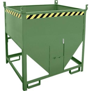 Bauer Silobehälter SGS 75, mit Schieberverschluss, L 1000 x B 1200 x H 1260 mm, 0,75 m³, bis 1000 kg, Stahl, Resedagrün Bauer Silobehälter SGS 75, mit Schieberverschluss, L 1000 x B 1200 x H 1260 mm, 0,75 m³, bis 1000 kg, Stahl, Resedagrün