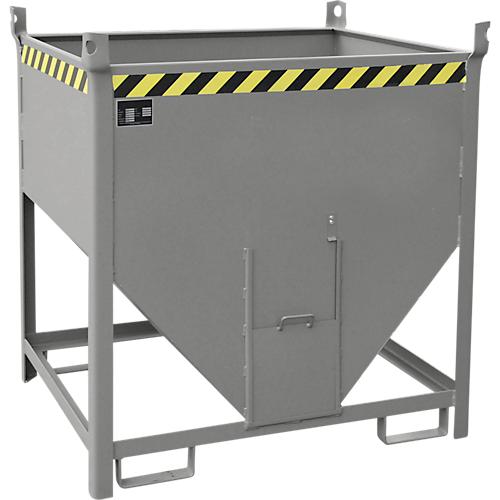 Bauer Silobehälter SGS 75, mit Schieberverschluss, L 1000 x B 1200 x H 1260 mm, 0,75 m³, bis 1000 kg, Stahl, Stahlblech, Mausgrau