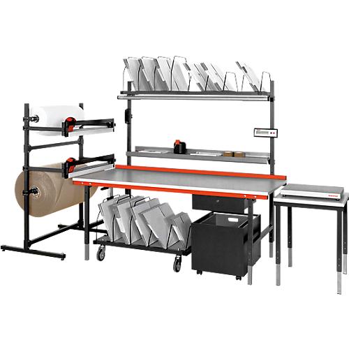 Befestigungsholm für Pack- und Arbeitstisch Rocholz System 2000, 2 Stück, Höhe über Tisch 1085 mm, hellgrau