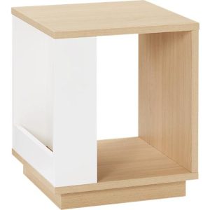 Beistelltisch Ella, seitliches Fach, B 400 x T 400 x H 470 mm, Eiche hell/weiß Beistelltisch Ella, seitliches Fach, B 400 x T 400 x H 470 mm, Eiche hell/weiß