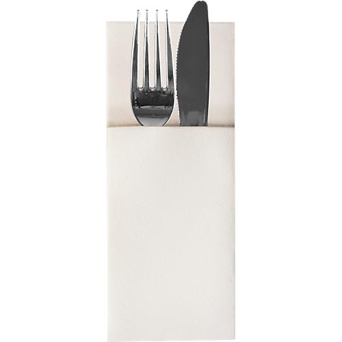Bestecktaschen Papstar 'Airlaid', 4 x 100 Stk., B 100 x H 240 mm, 1/8 Falz, Airlaid, weiß