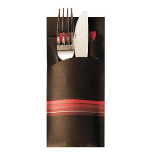 Bestecktaschen Papstar Stripes, inkl. weißer Serviette, 520 Stk., B 85 x H 200 mm, Papier, schwarz/bordeaux Bestecktaschen Papstar Stripes, inkl. weißer Serviette, 520 Stk., B 85 x H 200 mm, Papier, schwarz/bordeaux