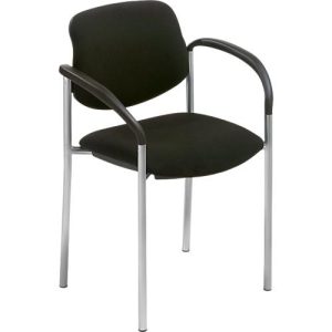 Besucherstuhl Styl, mit Armlehnen, Stoff schwarz, Gestell alusilbern, stapelbar bis zu 6 Stück Besucherstuhl Styl, mit Armlehnen, Stoff schwarz, Gestell alusilbern, stapelbar bis zu 6 Stück