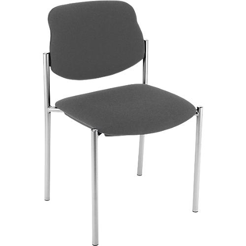 Besucherstuhl Styl, ohne Armlehnen, Stoff anthrazit, Gestell verchromt, stapelbar bis zu 6 Stück