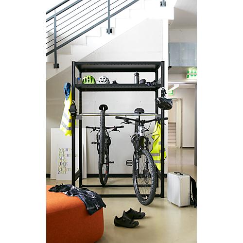 Bike-/Freizeit-Steckregalsystem ORDO Flex, Grundregal, multifunktional, B 1060 x T 635 x 2000 mm, tiefschwarz RAL 9005