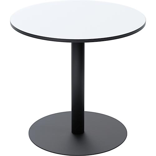 Bistrotisch Paperflow Mezzo, melaminharzbeschichtete MDF-Platte, Stahlgestell, rund Ø 800 x H 750 mm, weiß/mattschwarz