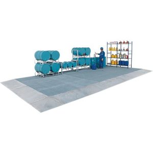 Bodenauffangwanne ASECOS, Stahl verzinkt, 95 l Auffangvolumen, B 2500 x T 500 x H 123 mm, 2000 kg Radlast Bodenauffangwanne ASECOS, Stahl verzinkt, 95 l Auffangvolumen, B 2500 x T 500 x H 123 mm, 2000 kg Radlast