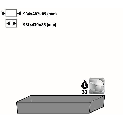 Bodenauffangwanne Stawa-R für asecos Chemikalienschränke der CS und CX Serie, Stahlblech, B 984 x T 482 x H 85 mm, 33 l