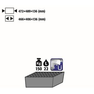 Bodenauffangwanne Stawa-R mit Gitterrost für asecos Chemikalienschränke der CS und CX Serie, Stahlblech, blau, B 472 x T 489 x H 136 mm, 22 l Bodenauffangwanne Stawa-R mit Gitterrost für asecos Chemikalienschränke der CS und CX Serie, Stahlblech, blau, B 472 x T 489 x H 136 mm, 22 l