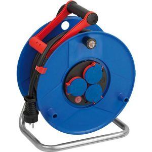 Brennenstuhl Garant Gewerbe-/Baustellen-Kabeltrommel, 25 m RN-Kabel, IP44, cablepilot Tragegriff, Drehgriff, L 190 x H 370 mm, blau/rot/schwarz Brennenstuhl Garant Gewerbe-/Baustellen-Kabeltrommel, 25 m RN-Kabel, IP44, cablepilot Tragegriff, Drehgriff, L 190 x H 370 mm, blau/rot/schwarz