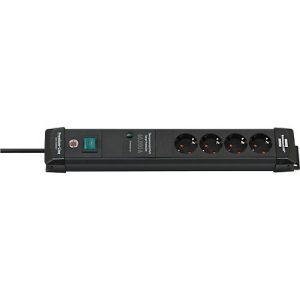 Brennenstuhl Premium-Line 4er-Steckdosenleiste, 1,8 m Kabel, 60.000A Überspannungsschutz, Sicherheitsschalter, L 448 x B 60 x T 120 mm, schwarz Brennenstuhl Premium-Line 4er-Steckdosenleiste, 1,8 m Kabel, 60.000A Überspannungsschutz, Sicherheitsschalter, L 448 x B 60 x T 120 mm, schwarz