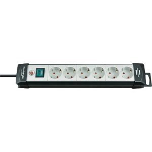 Brennenstuhl Premium-Line Mehrfach-Steckdosenleiste, 6-fach, Aufhängevorrichtung, beleuchteter Sicherheitsschalter, 45°-Anordnung, lichtgrau/schwarz Brennenstuhl Premium-Line Mehrfach-Steckdosenleiste, 6-fach, Aufhängevorrichtung, beleuchteter Sicherheitsschalter, 45°-Anordnung, lichtgrau/schwarz
