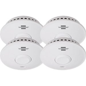 Brennenstuhl vernetzbarer Rauchmelder RM L 3101, 4er Set, 85 dB, bis 100 m, 10-Jahres-Batterie, B 115 x H 115 mm, weiß