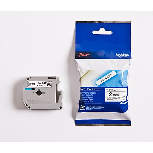Brother M-Schriftbandkassette K 231, 12 mm, weiß/schwarz