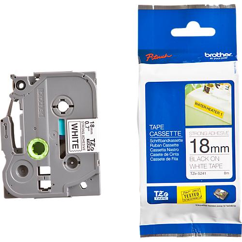 Brother Schriftbandkassette TZe-S241, 18 mm breit, weiß/schwarz