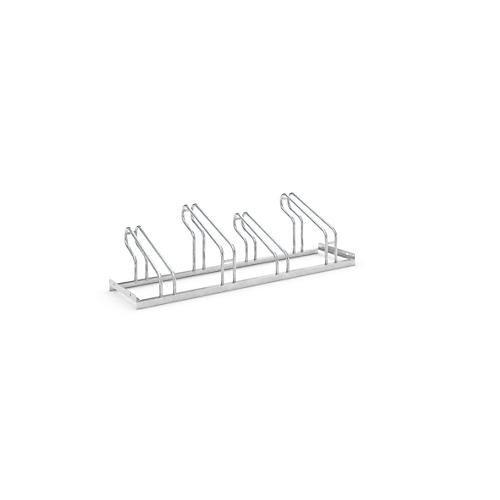 Bügelparker WSM, 1-seitig, für Reifen bis B 55 mm, B 1400 x T 1850 x H 415 mm, Stahl feuerverzinkt, 4 Einstellplätze, montiert