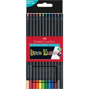 Buntstifte Faber-Castell Black Edition, schwarzes Holz, Dreikantform, farbsortiert, 12er Etui Buntstifte Faber-Castell Black Edition, schwarzes Holz, Dreikantform, farbsortiert, 12er Etui