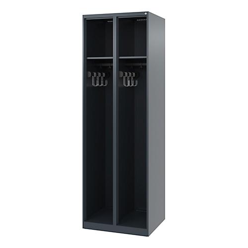 C+P Feuerwehrspind Evolo, Modell EXPERT, 2 Abteile, B 600 x T 500 x H 1850 mm, Bodengleiter, anthrazitgrau RAL 7016