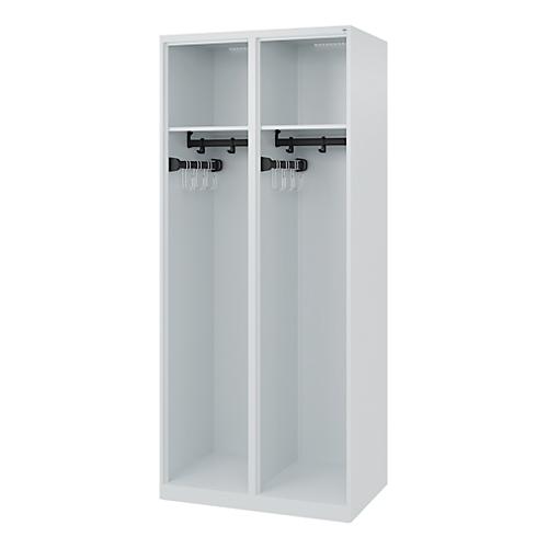 C+P Feuerwehrspind Evolo, Modell EXPERT, 2 Abteile, B 800 x T 500 x H 1850 mm, Bodengleiter, lichtgrau RAL 7035