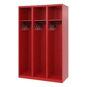 C+P Feuerwehrspind Evolo, Modell EXPERT, 3 Abteile, B 1200 x T 500 x H 1850 mm, Bodengleiter, feuerrot RAL 3000 C+P Feuerwehrspind Evolo, Modell EXPERT, 3 Abteile, B 1200 x T 500 x H 1850 mm, Bodengleiter, feuerrot RAL 3000