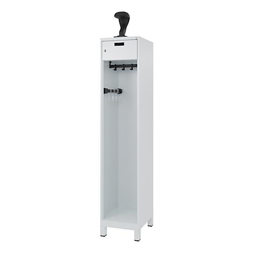C+P Feuerwehrspind Evolo, Modell PRAKTUS, 1 Abteil, H 1950 x B 400 x T 500 mm, Füße, lichtgrau RAL 7035