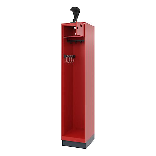 C+P Feuerwehrspind Evolo, Modell PRAKTUS, 1 Abteil, H 1950 x B 400 x T 500 mm, Sockel, feuerrot RAL 3000