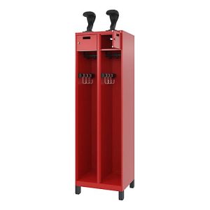C+P Feuerwehrspind Evolo, Modell PRAKTUS, 2 Abteile, H 1950 x B 600 x T 500 mm, Füße, feuerrot RAL 3000 C+P Feuerwehrspind Evolo, Modell PRAKTUS, 2 Abteile, H 1950 x B 600 x T 500 mm, Füße, feuerrot RAL 3000