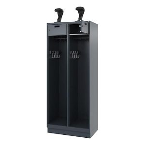 C+P Feuerwehrspind Evolo, Modell PRAKTUS, 2 Abteile, H 1950 x B 800 x T 500 mm, Sockel, anthrazitgrau RAL 7016 C+P Feuerwehrspind Evolo, Modell PRAKTUS, 2 Abteile, H 1950 x B 800 x T 500 mm, Sockel, anthrazitgrau RAL 7016