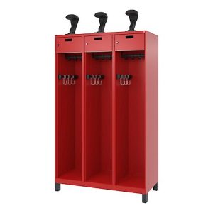 C+P Feuerwehrspind Evolo, Modell PRAKTUS, 3 Abteile, H 1850 x B 1200 x T 500 mm Füße, Feuerrot C+P Feuerwehrspind Evolo, Modell PRAKTUS, 3 Abteile, H 1850 x B 1200 x T 500 mm Füße, Feuerrot