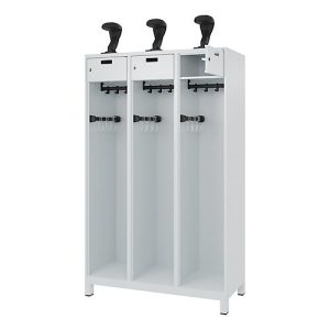 C+P Feuerwehrspind Evolo, Modell PRAKTUS, 3 Abteile, H 1850 x B 1200 x T 500 mm Füße, Lichtgrau C+P Feuerwehrspind Evolo, Modell PRAKTUS, 3 Abteile, H 1850 x B 1200 x T 500 mm Füße, Lichtgrau
