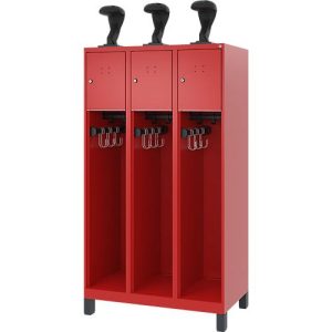 C+P Feuerwehrspind Evolo, Modell YOUNGSTER, 3 Abteile, H 1630 x B 900 x T 500 mm, Füße, feuerrot RAL 3000 C+P Feuerwehrspind Evolo, Modell YOUNGSTER, 3 Abteile, H 1630 x B 900 x T 500 mm, Füße, feuerrot RAL 3000