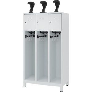 C+P Feuerwehrspind Evolo, Modell YOUNGSTER, 3 Abteile, H 1630 x B 900 x T 500 mm, Füße, lichtgrau RAL 7035 C+P Feuerwehrspind Evolo, Modell YOUNGSTER, 3 Abteile, H 1630 x B 900 x T 500 mm, Füße, lichtgrau RAL 7035