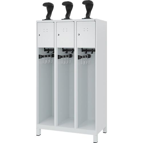 C+P Feuerwehrspind Evolo, Modell YOUNGSTER, 3 Abteile, H 1630 x B 900 x T 500 mm, Füße, lichtgrau RAL 7035