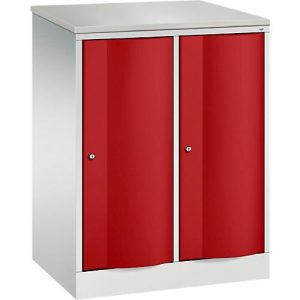 C+P Garderobenschrank Resisto, 2 Abteile, 2 Fächer, B 772 x T 540 x H 1077 mm, Lichtgrau/Rubinrot C+P Garderobenschrank Resisto, 2 Abteile, 2 Fächer, B 772 x T 540 x H 1077 mm, Lichtgrau/Rubinrot