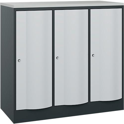 C+P Garderobenschrank Resisto, 3 Abteile, 3 Fächer, B 1148 x T 540 x H 1077 mm, Anthrazitgrau/Lichtgrau