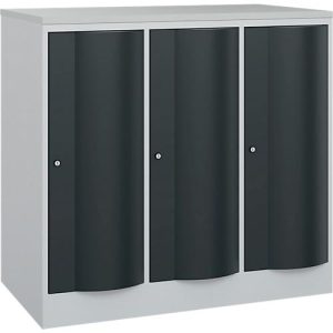 C+P Garderobenschrank Resisto, 3 Abteile, 3 Fächer, B 1148 x T 640 x H 1077 mm, Lichtgrau/Anthrazitgrau C+P Garderobenschrank Resisto, 3 Abteile, 3 Fächer, B 1148 x T 640 x H 1077 mm, Lichtgrau/Anthrazitgrau