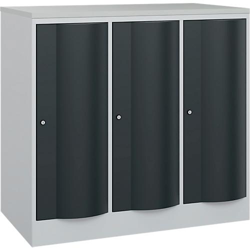 C+P Garderobenschrank Resisto, 3 Abteile, 3 Fächer, B 1148 x T 640 x H 1077 mm, Lichtgrau/Anthrazitgrau