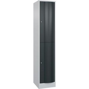 C+P Garderobenspind Resisto, 1 Abteil, 2 Fächer, B 396 x T 540 x H 1950 mm, Lichtgrau/Anthrazitgrau C+P Garderobenspind Resisto, 1 Abteil, 2 Fächer, B 396 x T 540 x H 1950 mm, Lichtgrau/Anthrazitgrau