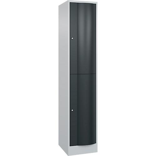 C+P Garderobenspind Resisto, 1 Abteil, 2 Fächer, B 396 x T 540 x H 1950 mm, Lichtgrau/Anthrazitgrau
