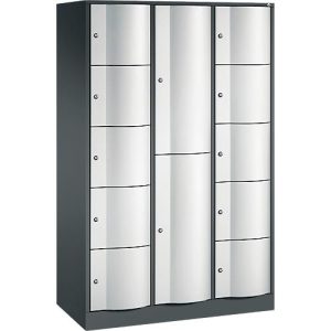 C+P Kombi-Schließfachschrank Resisto, 3 Abteile, 12 Fächer, B 1148 x T 540 x H 1950 mm, Anthrazitgrau/Lichtgrau C+P Kombi-Schließfachschrank Resisto, 3 Abteile, 12 Fächer, B 1148 x T 540 x H 1950 mm, Anthrazitgrau/Lichtgrau