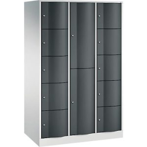 C+P Kombi-Schließfachschrank Resisto, 3 Abteile, 12 Fächer, B 1148 x T 640 x H 1950 mm, Lichtgrau/Anthrazitgrau C+P Kombi-Schließfachschrank Resisto, 3 Abteile, 12 Fächer, B 1148 x T 640 x H 1950 mm, Lichtgrau/Anthrazitgrau