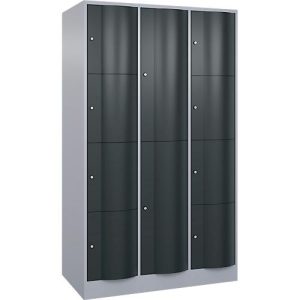 C+P Kombi-Schließfachschrank Resisto, 3 Abteile, 12 Fächer, B 1148 x T 640 x H 1950 mm, Weißalu/Anthrazitgrau C+P Kombi-Schließfachschrank Resisto, 3 Abteile, 12 Fächer, B 1148 x T 640 x H 1950 mm, Weißalu/Anthrazitgrau