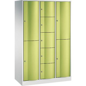 C+P Kombi-Schließfachschrank Resisto, 3 Abteile, 9 Fächer, B 1148 x T 540 x H 1950 mm, Lichtgrau C+P Kombi-Schließfachschrank Resisto, 3 Abteile, 9 Fächer, B 1148 x T 540 x H 1950 mm, Lichtgrau