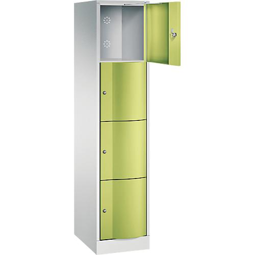 C+P Schließfachschrank Resisto, 1 Abteil, 4 Fächer, B 396 x T 540 x H 1950 mm, Lichtgrau