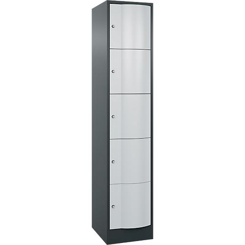 C+P Schließfachschrank Resisto, 1 Abteil, 5 Fächer, B 396 x T 540 x H 1950 mm, Anthrazitgrau/Lichtgrau